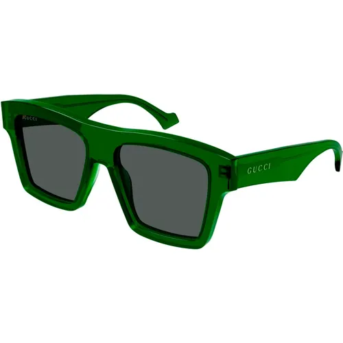 Grün/Graue Sonnenbrille , Herren, Größe: 55 MM - Gucci - Modalova