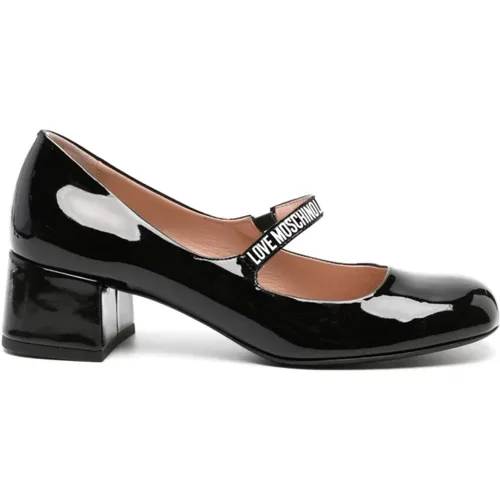 Schwarze Halbhohe Schuhe , Damen, Größe: 36 EU - Love Moschino - Modalova