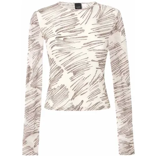 Glitzer Grafik Langarm Tüll Pullover , Damen, Größe: M - pinko - Modalova