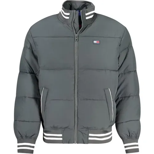 Grüne Polyamidjacke mit Kontrastdetails , Herren, Größe: M - Tommy Hilfiger - Modalova