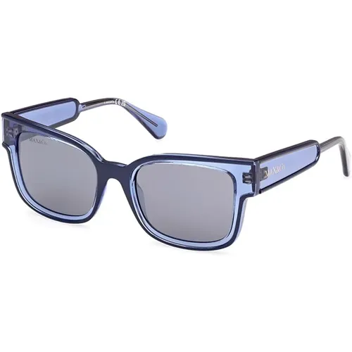 Stilvolle Blaue Spiegel-Sonnenbrille,Shiny Sonnenbrille Mo0098-01A - Max & Co - Modalova