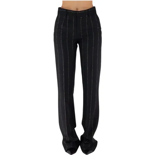 Light Wool Lurex Pinstripe Pants , female, Sizes: XS, M - Alessandra Rich - Modalova