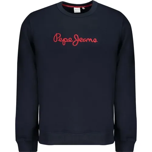 Blauer Langarm Bestickter Pullover , Herren, Größe: XL - Pepe Jeans - Modalova