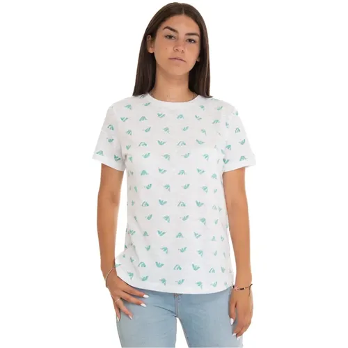 Logo Print Slim Fit Baumwoll T-shirt , Damen, Größe: S - Emporio Armani - Modalova
