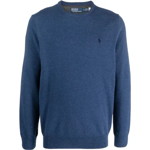 Blaue Sweaters LS CN Pp-Langarm-Pullover , Herren, Größe: L - Polo Ralph Lauren - Modalova