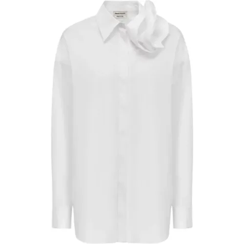 Cotton Poplin Draped Orchid Shirt , female, Sizes: XS - alexander mcqueen - Modalova