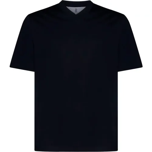 V-Neck T-shirts and Polos , male, Sizes: L, S, XL - BRUNELLO CUCINELLI - Modalova