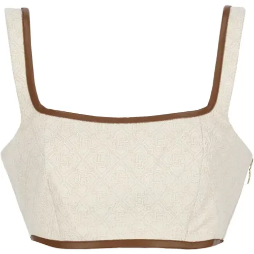 Cotton Leather Cropped Top , female, Sizes: 2XS - Casablanca - Modalova