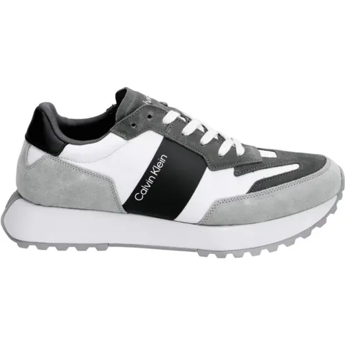 Contemporary Low Top Lace Up Sneakers in Gray for Men , male, Sizes: 9 UK, 7 UK, 8 UK, 11 UK, 10 UK - Calvin Klein - Modalova