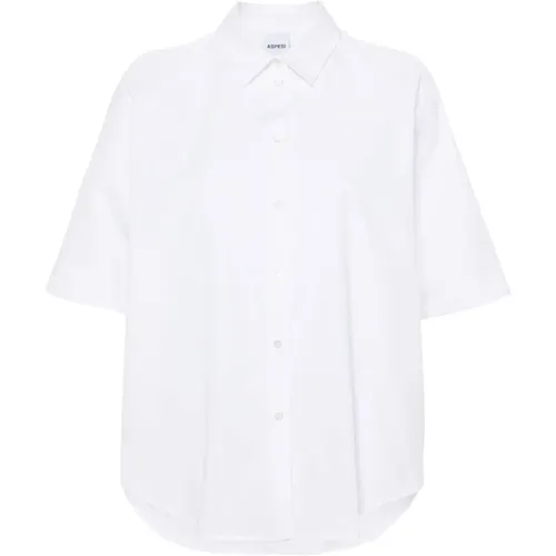 Weiße Baumwoll-Popeline-Hemd , Damen, Größe: 2XS - Aspesi - Modalova