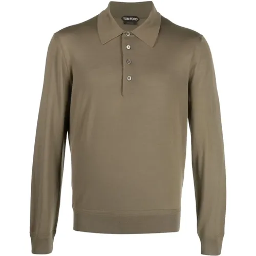 Merino wool polo shirt , male, Sizes: 2XL - Tom Ford - Modalova