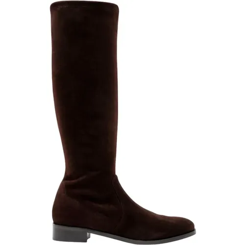 Stretch Espresso Flacher Wildlederstiefel , Damen, Größe: 41 EU - PARALLELE - Modalova