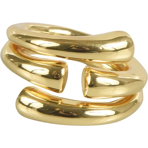 Goldener Rohrpolierter Ring Accessoires , Damen, Größe: M - Federica Tosi - Modalova