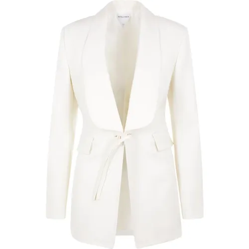 Ivory Wool Jacket with Shawl Collar and Buttoned Cuffs , female, Sizes: XS - Bottega Veneta - Modalova
