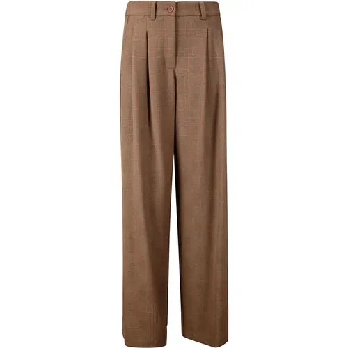 Wide Prince of Wales Palazzo Trousers , female, Sizes: XS - Jejia - Modalova