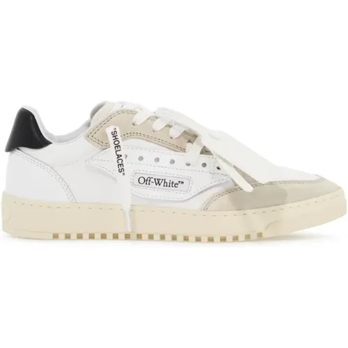 Canvas-Sneaker mit Lederdetails , Damen, Größe: 37 EU - Off White - Modalova