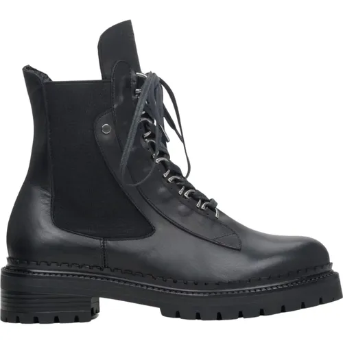 Damen Schnürstiefeletten in Schwarz aus Leder & Textil Er00114043 , Damen, Größe: 37 EU - Estro - Modalova