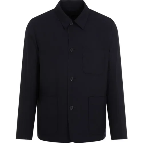 Dunkelblaue Wollmischung Jacke , Herren, Größe: M - PS By Paul Smith - Modalova