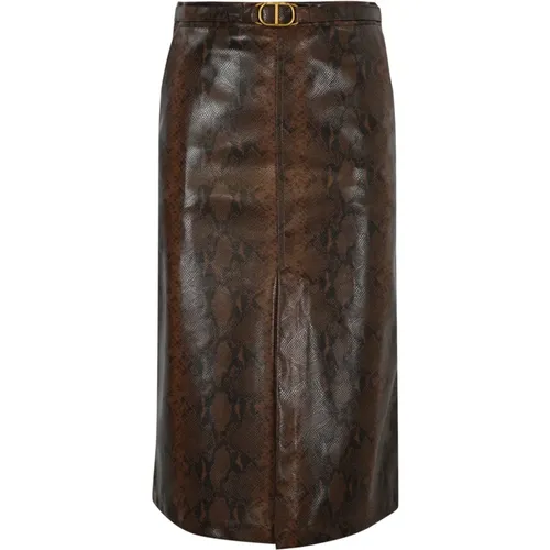 Faux Leather Midi Skirt , female, Sizes: L, M - Twinset - Modalova