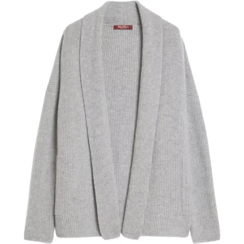 Grey Wool Cashmere Cardigan English Rib , female, Sizes: M, S - Max Mara - Modalova