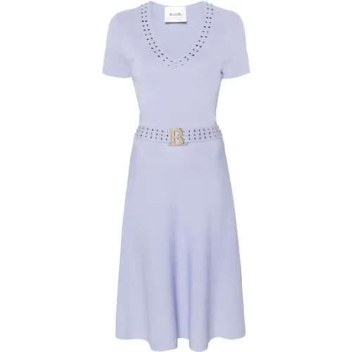 Lilac Knitted Dress with Crystal Embellishment , female, Sizes: M - Blugirl - Modalova