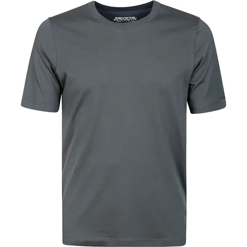 Graues Lyocell Halbärmeliges T-Shirt , Herren, Größe: XL - majestic filatures - Modalova