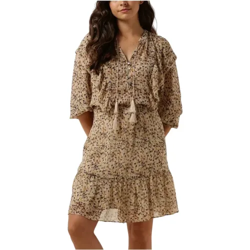 Beige Mini Kleid Confetti Spot Print , Damen, Größe: XL - Summum Woman - Modalova