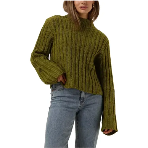 Grüner Short T-neck Pullover - Modström - Modalova