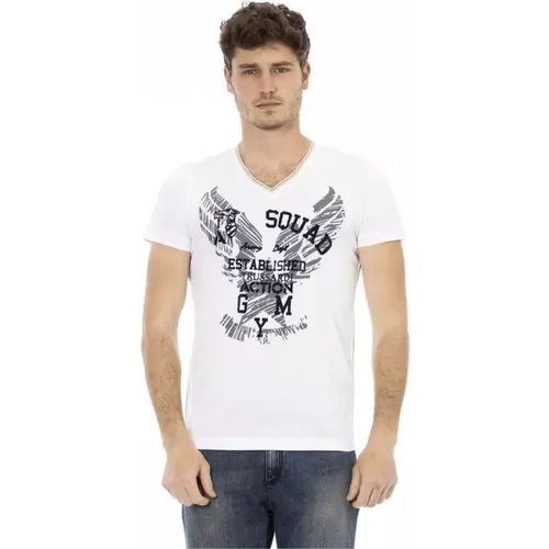 Erhöhe deinen Freizeitstil: V-Ausschnitt Tee , Herren, Größe: 2XL - Trussardi - Modalova