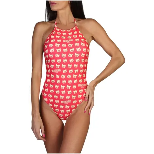 Badeanzug mit Polka Dot Muster und Logo , Damen, Größe: M - Moschino - Modalova