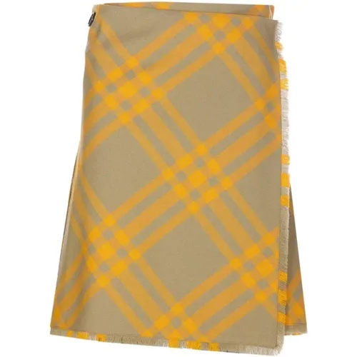 Checkered Wool Skirt Aw22 , female, Sizes: M, S, L - Burberry - Modalova