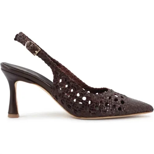 Geflochtene Lederslingback-Schuhe - L'ARIANNA - Modalova