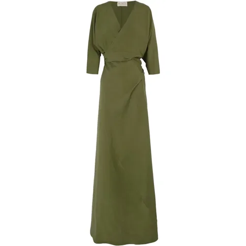 Jungle Long Linen Silk Dress , female, Sizes: M, 2XL, XL, S, L - Cortana - Modalova