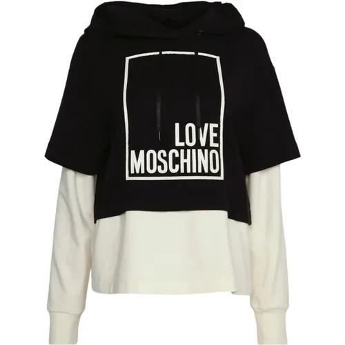 Bicolor Hoodie with Logo , female, Sizes: S - Moschino - Modalova