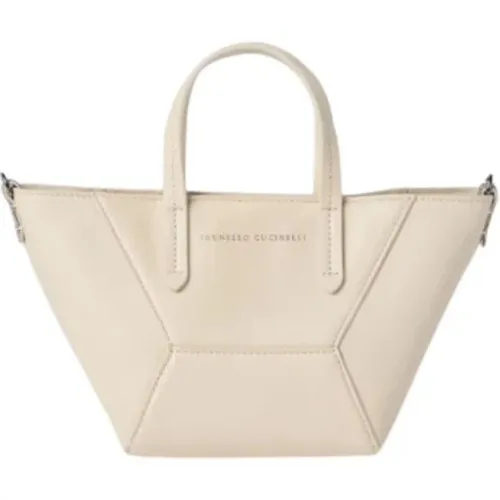 Ivory Tote Bag with Monile Details , female, Sizes: ONE SIZE - BRUNELLO CUCINELLI - Modalova