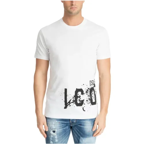 Gemustertes T-Shirt für Männer , Herren, Größe: L - Dsquared2 - Modalova