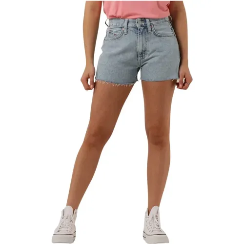 Blaue Denim Hot Pant Shorts , Damen, Größe: W30 - Tommy Jeans - Modalova