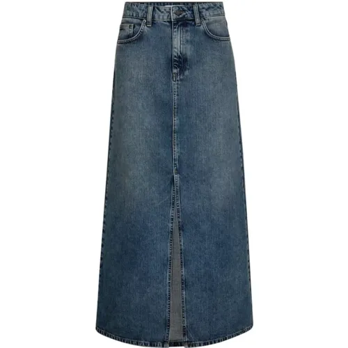 Elegant Denim Long Slit Skirt , female, Sizes: XS, S, L, M - Co'Couture - Modalova