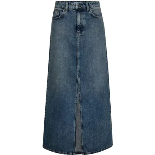Elegant Denim Long Slit Skirt , female, Sizes: XS, XL, S, L, M - Co'Couture - Modalova