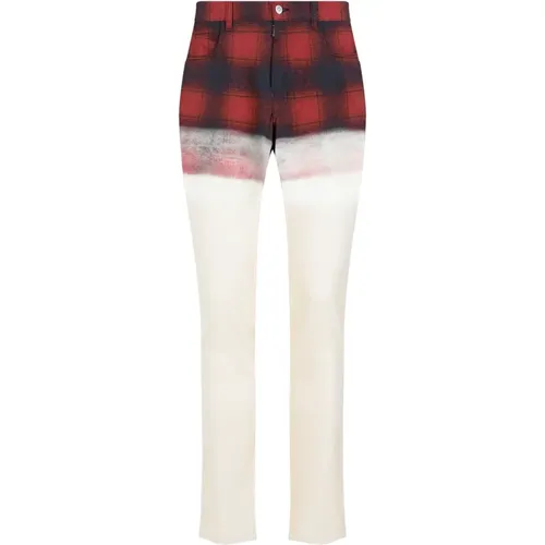 Multicolour Checkered Slim Fit Jeans , male, Sizes: W32, W31 - Maison Margiela - Modalova