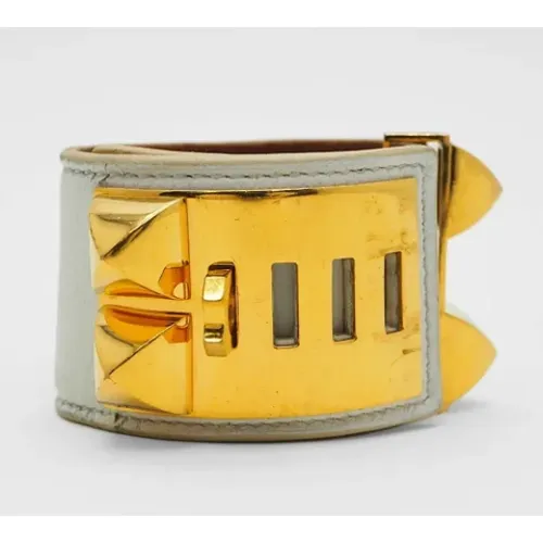Pre-owned leather bracelet in gold , female, Sizes: ONE SIZE - Hermès Vintage - Modalova