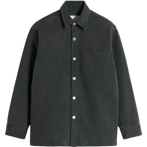 Schwarzes Gewaschenes Denim-Overshirt , Herren, Größe: XL - Ami Paris - Modalova