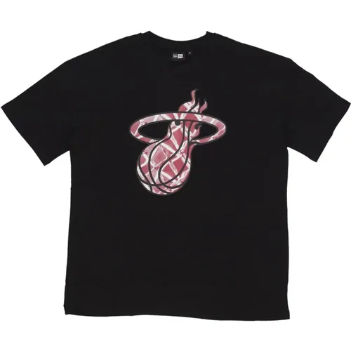 Miami Heat Logo Tee Schwarz/Rot , Herren, Größe: L - new era - Modalova