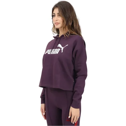 Essentials Lila Kapuzenpullover Damen Sportlicher Stil , Damen, Größe: S - Puma - Modalova