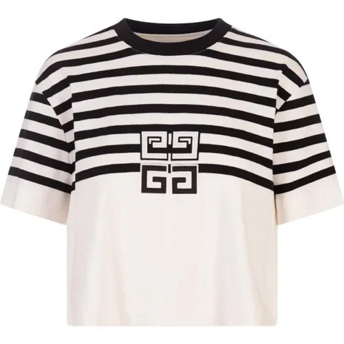 Gestreiftes T-Shirt mit 4G-Applikation , Damen, Größe: S - Givenchy - Modalova
