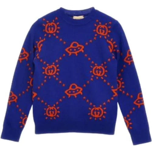 Blauer Wollpullover UFO Intarsia - Gucci - Modalova