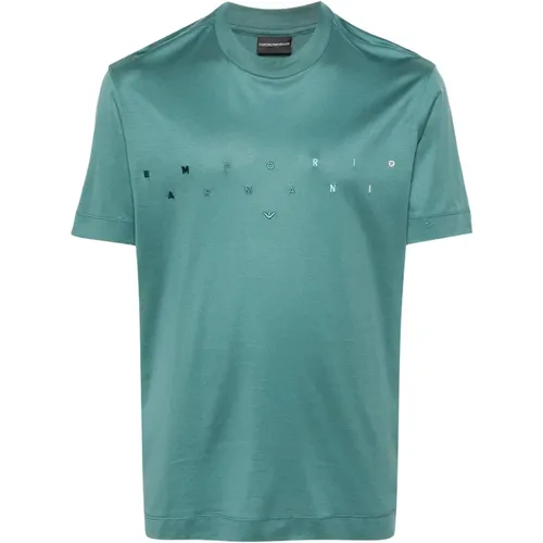 Lyocell/cotton t-shirt , male, Sizes: 2XL - Emporio Armani - Modalova