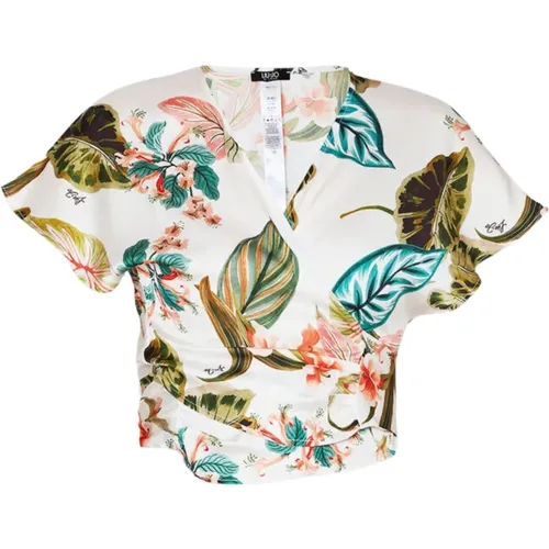 Tropical Print Cropped Shirt , female, Sizes: S, L, M, XS - Liu Jo - Modalova
