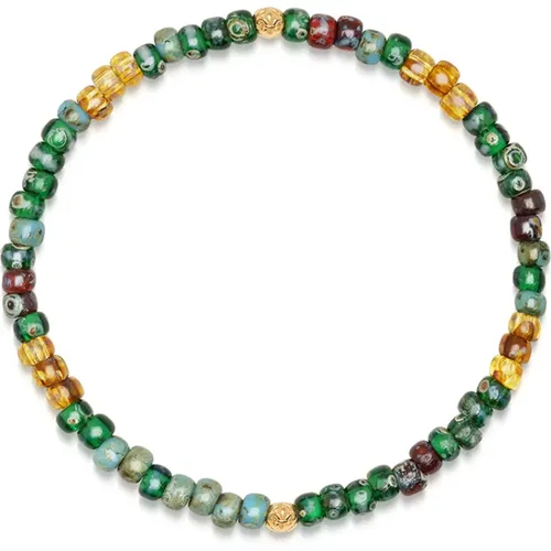 Wristband with Green Japanese Miyuki Beads , male, Sizes: XL, M, L - Nialaya - Modalova