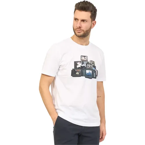 Crew Neck T-Shirt with Front Print , male, Sizes: M, L, 2XL - Hugo Boss - Modalova